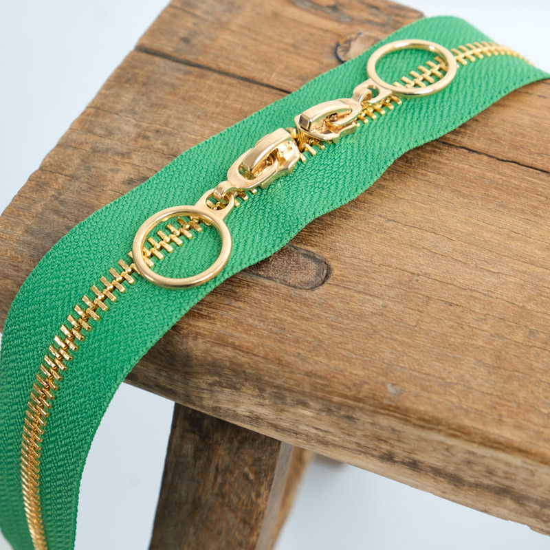 40cm Double-Slider Clasp in Soft Green Gold - Maison Klem